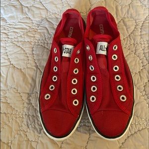 converse red- maroon in color - slip ons